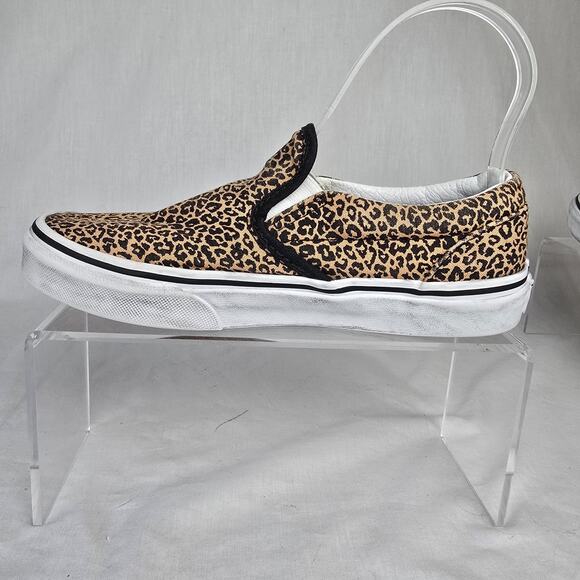 Vans Leopard Slip On Sneakers Juniors 4 Brown Black - Picture 10 of 13